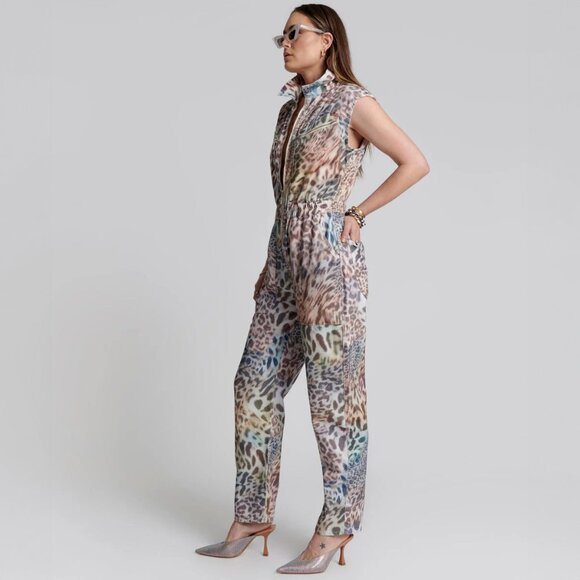 One Teaspoon leopard animal spotted print OLIVIA sleeveless jumpsuit XXS NEW - Picture 2 of 6